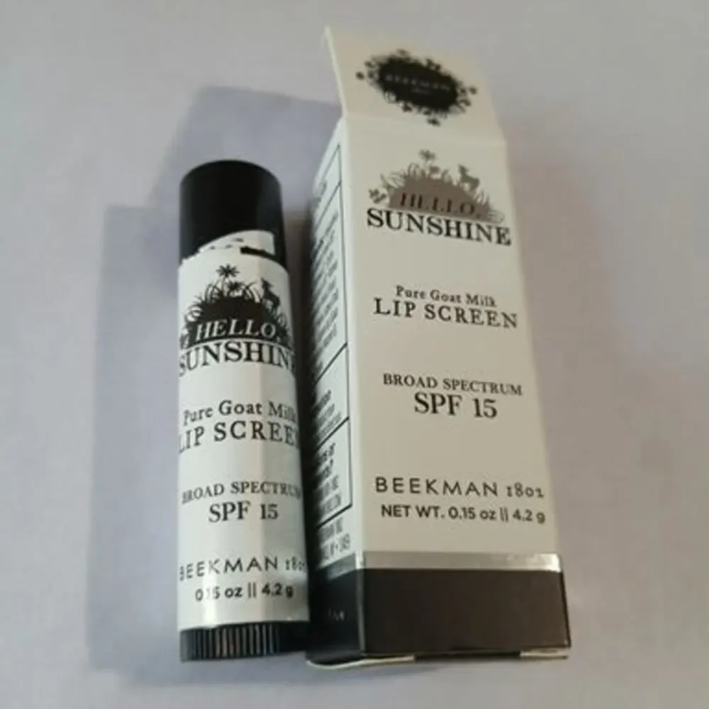 Set of 2 BEEKMAN 1802 Hello Sunshine Lip Screen Broad Spectrum SPF15 Goat Milk